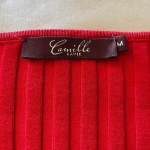Camille Lavie Red Ribbed Top